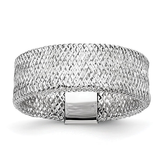 Buy Stylish 14K White Gold Stretch Ring with Rhodium Plating - Luxury Design