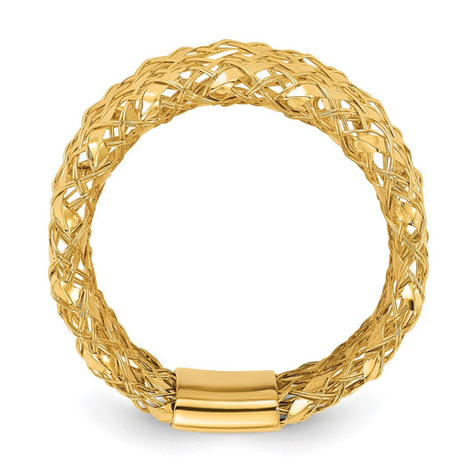 Exclusive 14K Gold Polished Woven Stretch Band Ring - Stylish & Affordable
