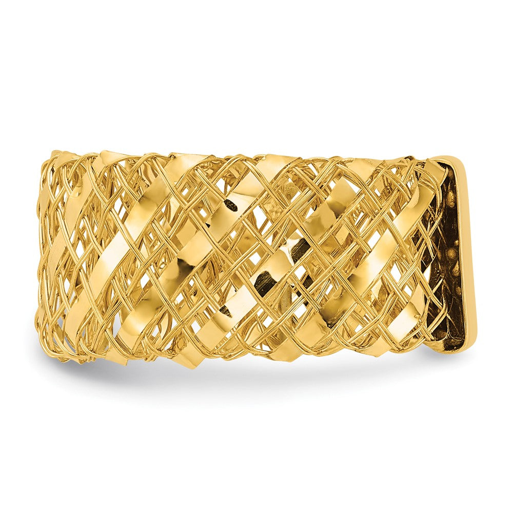 Exclusive 14K Gold Polished Woven Stretch Band Ring - Stylish & Affordable