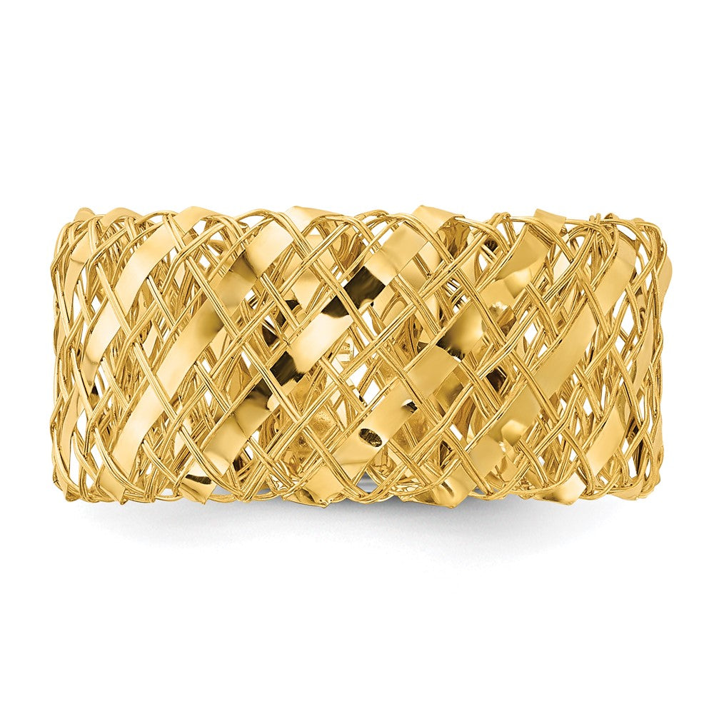 Exclusive 14K Gold Polished Woven Stretch Band Ring - Stylish & Affordable
