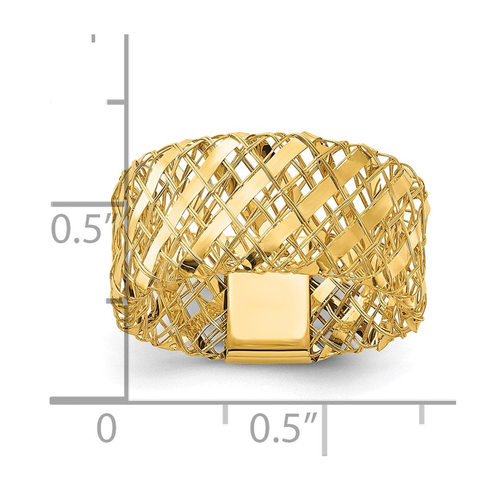 Exclusive 14K Gold Polished Woven Stretch Band Ring - Stylish & Affordable