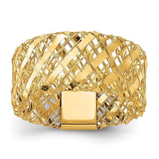 Exclusive 14K Gold Polished Woven Stretch Band Ring - Stylish & Affordable