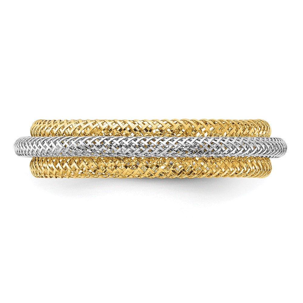 Buy Stylish 14K Gold Rhodium-Plated Stretch Ring - Polished & Textured Design
