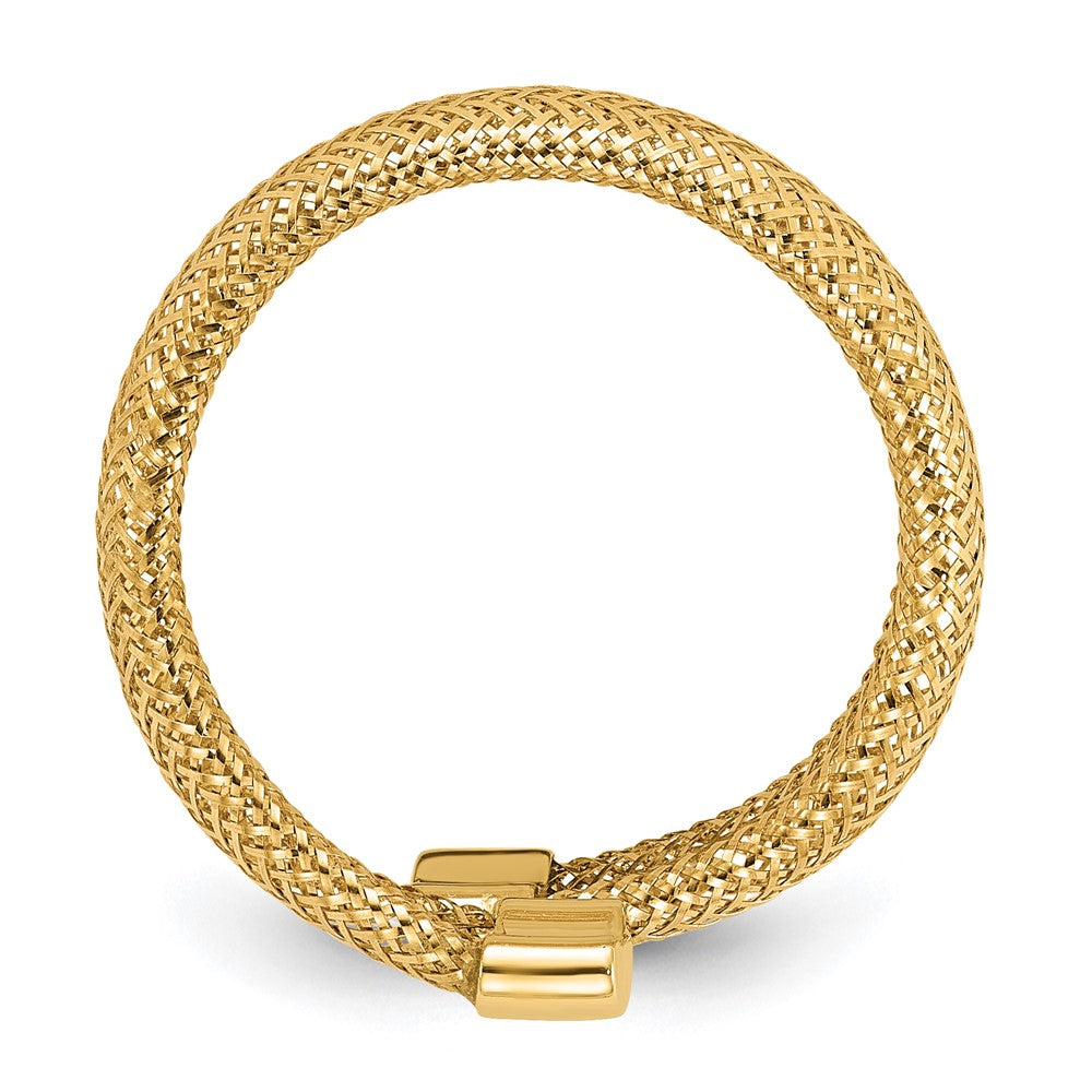 High-Quality 14K Gold Mesh Bypass Stretch Ring - Stylish & Affordable Design