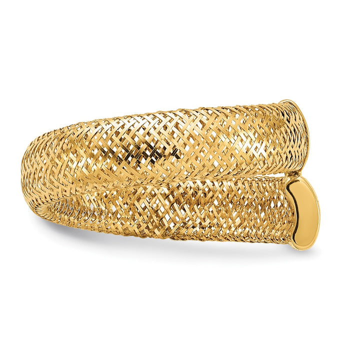 High-Quality 14K Gold Mesh Bypass Stretch Ring - Stylish & Affordable Design-3