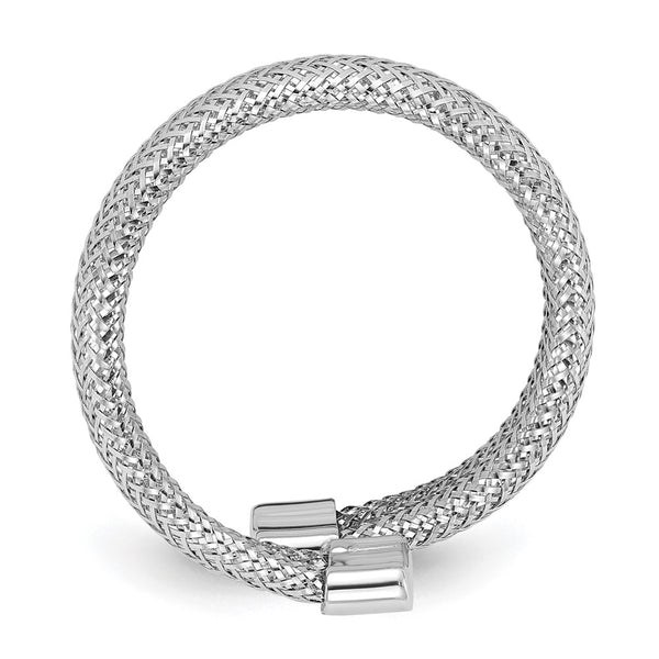 14K Gold & Rhodium Mesh Bypass Stretch Ring