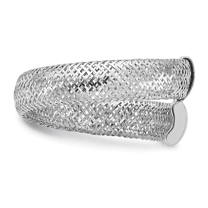 Shop Exclusive 14K Gold & Rhodium Mesh Bypass Stretch Ring - Stylish Design!-3