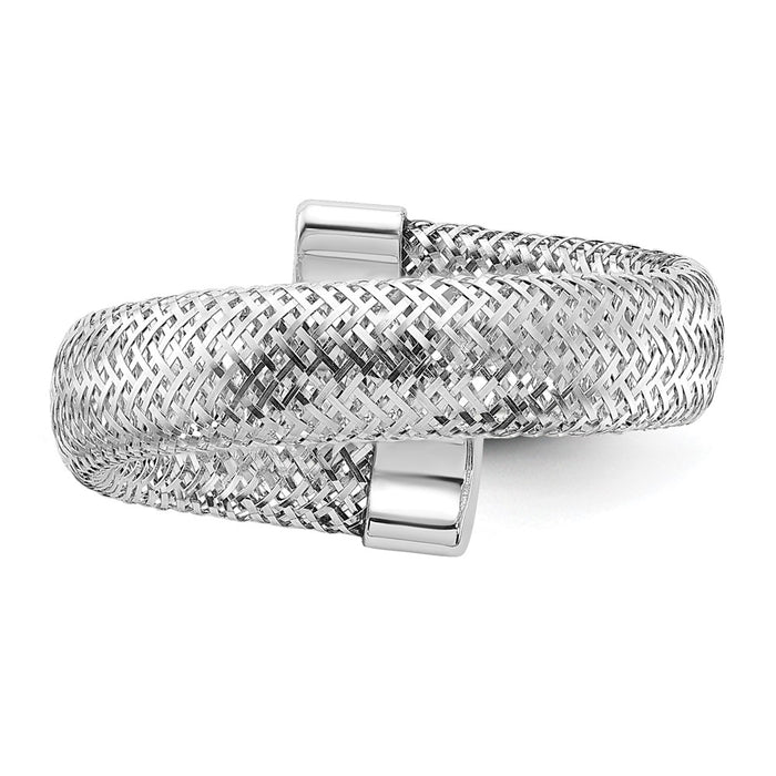 Shop Exclusive 14K Gold & Rhodium Mesh Bypass Stretch Ring - Stylish Design!-4