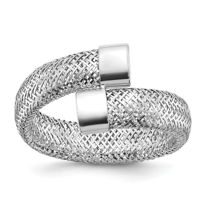 Shop Exclusive 14K Gold & Rhodium Mesh Bypass Stretch Ring - Stylish Design!-6