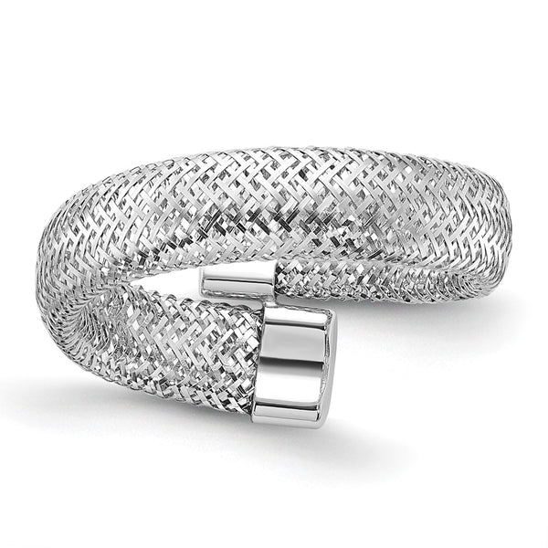 14K Gold & Rhodium Mesh Bypass Stretch Ring
