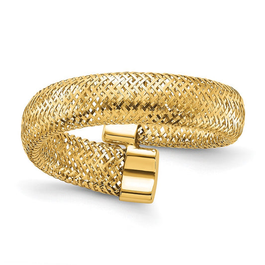 High-Quality 14K Gold Mesh Bypass Stretch Ring - Stylish & Affordable Design