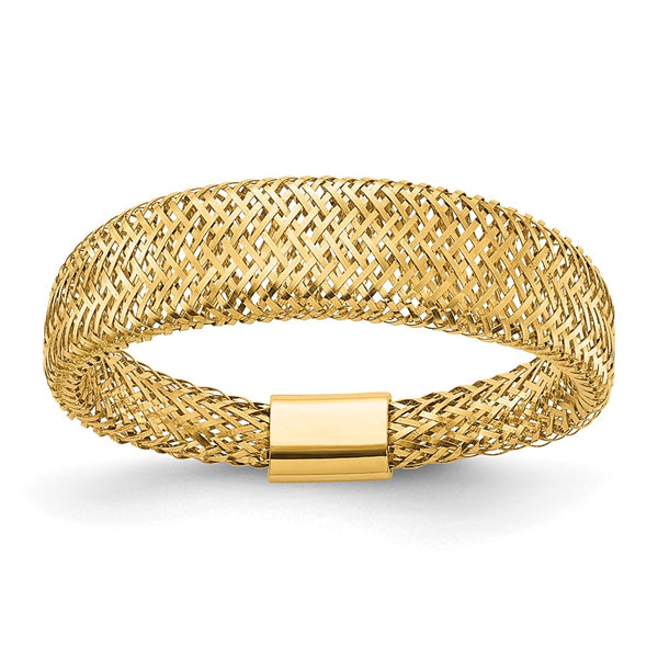 14K Gold Mesh Tapered Stretch Band Ring
