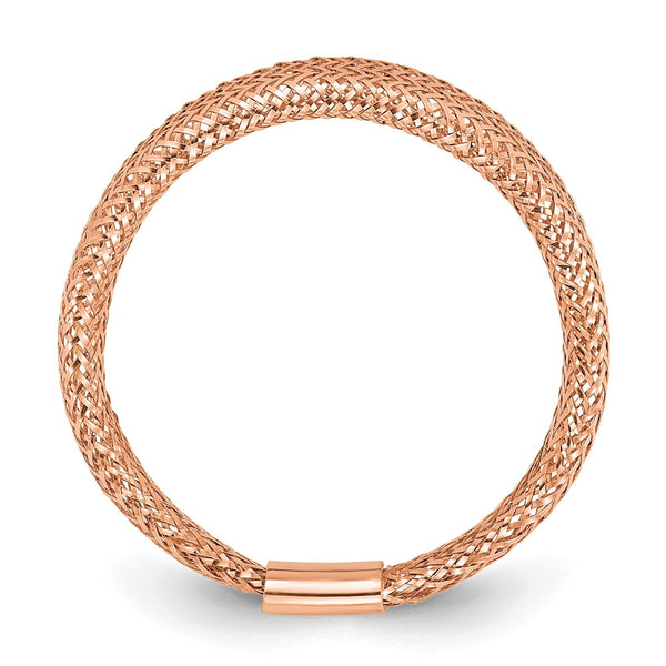 14K Rose Gold Plated Mesh Tapered Stretch Ring