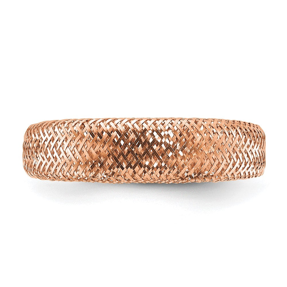 Exclusive 14K Rose Gold Plated Mesh Tapered Stretch Ring - Stylish Design, Affordable Price