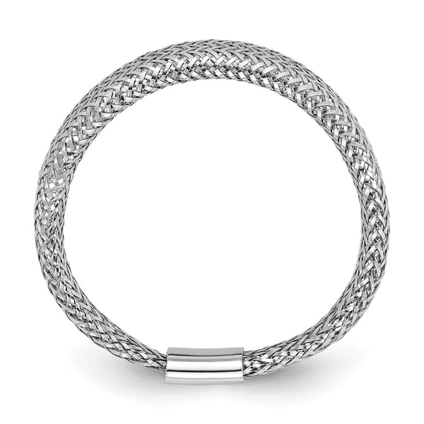 14K Gold & Rhodium Mesh Tapered Stretch Ring