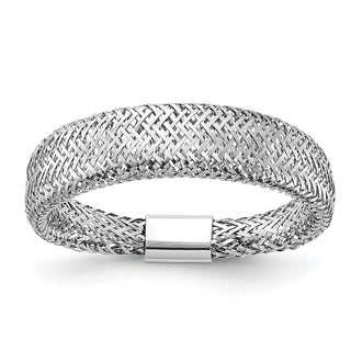 Exclusive 14K Gold & Rhodium Mesh Tapered Stretch Ring - Stylish & Affordable!