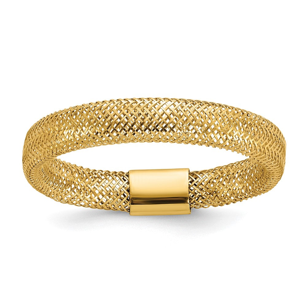Buy Stylish 14K Gold Polished Mesh Stretch Band Ring - Affordable Luxury!