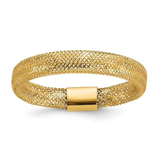 Buy Stylish 14K Gold Polished Mesh Stretch Band Ring - Affordable Luxury!