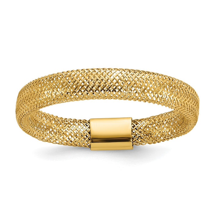 Buy Stylish 14K Gold Polished Mesh Stretch Band Ring - Affordable Luxury!-1