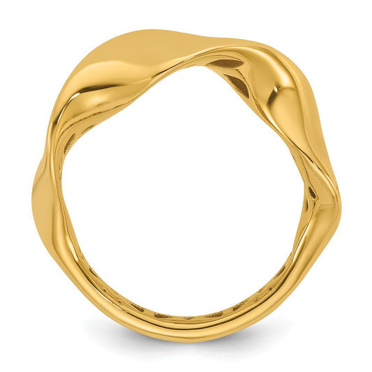 Buy Stylish 14K Smooth Wavy Band Ring - 7mm Wide, Elegant Luxury Accessory