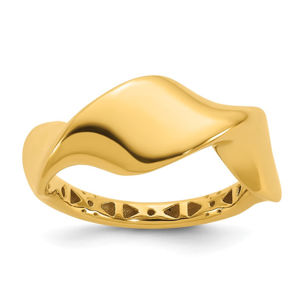 14K Smooth Wavy Band Ring - 7mm Wide