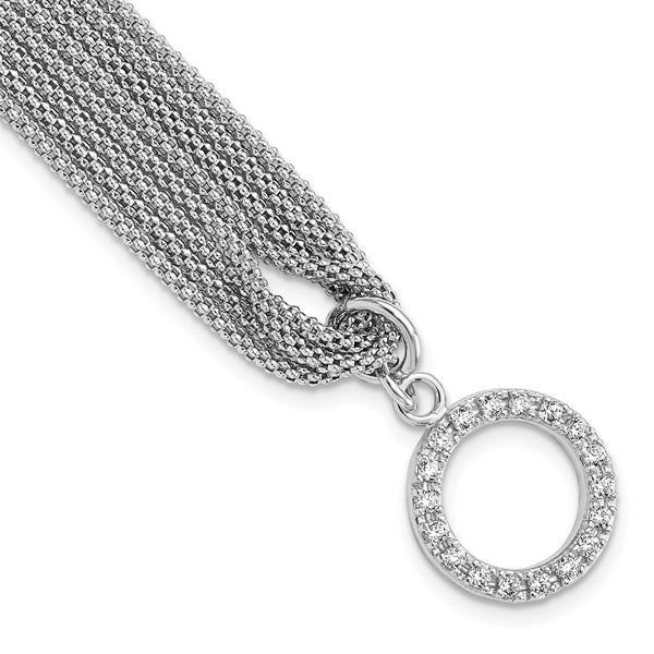 Rhodium-Plated Multi-Strand CZ Toggle Bracelet in Sterling Silver