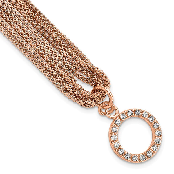 Rose Gold-tone CZ Toggle Bracelet in Sterling Silver