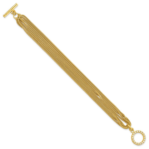 Gold-tone Multi-Strand CZ Toggle Bracelet in Sterling Silver