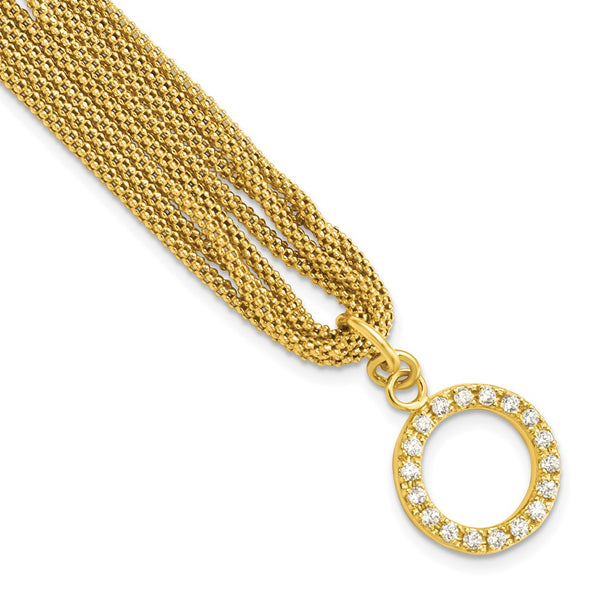 Gold-tone Multi-Strand CZ Toggle Bracelet in Sterling Silver