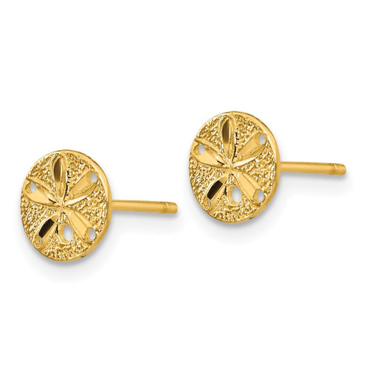 Exclusive 14K Gold Diamond-Cut Sand Dollar Stud Earrings - Stylish Value!