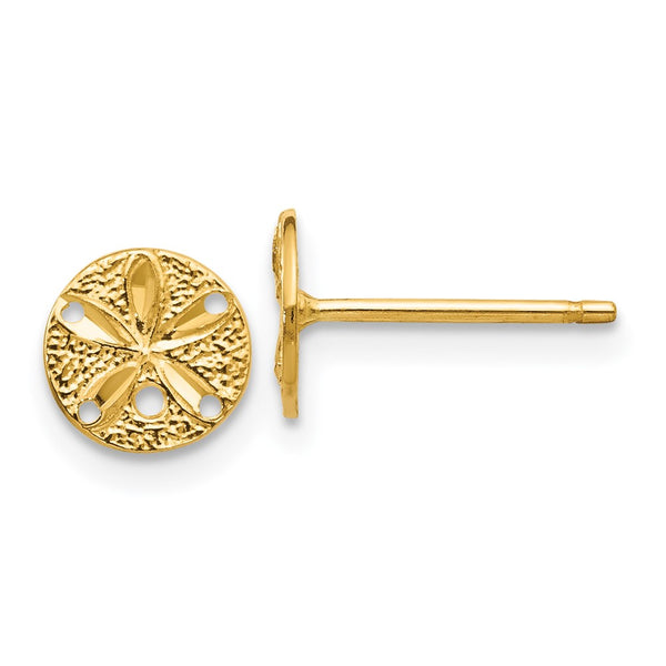14K Gold Diamond-Cut Sand Dollar Stud Earrings