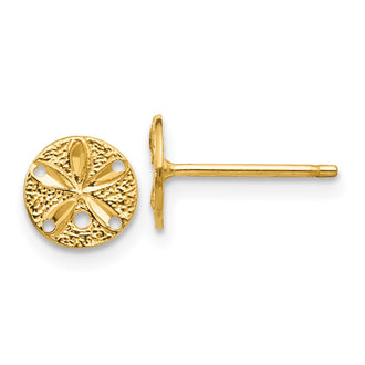 Exclusive 14K Gold Diamond-Cut Sand Dollar Stud Earrings - Stylish Value!