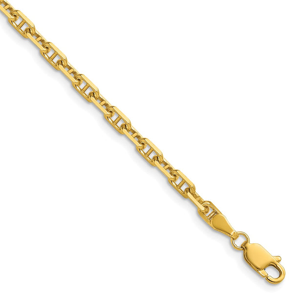 14k Gold 3.5mm Diamond Cut Mariner Anchor Chain