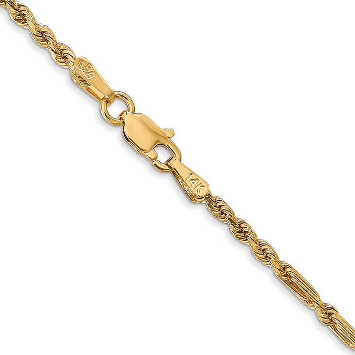 Buy 14K Gold 16-Inch 2.25mm Diamond-Cut Milano Rope Chain - Stylish Luxury-3