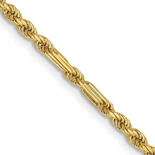 Buy 14K Gold 16-Inch 2.25mm Diamond-Cut Milano Rope Chain - Stylish Luxury