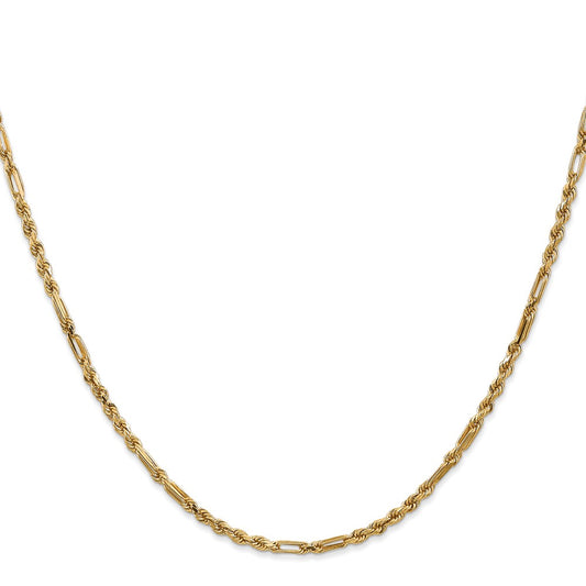 Buy Exclusive 14K Gold 20-Inch Diamond-Cut Milano Rope Chain, 2.5mm