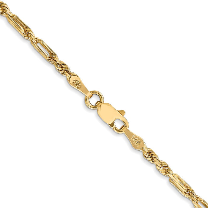 Shop 14K Gold 22-Inch 2.5mm Diamond-Cut Milano Rope Chain - Stylish Value!-3