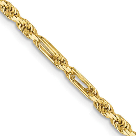 Shop 14K Gold 22-Inch 2.5mm Diamond-Cut Milano Rope Chain - Stylish Value!