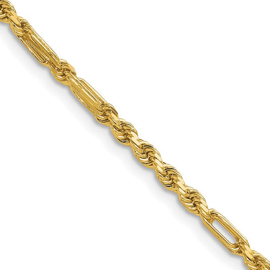 Buy 14K Gold 2.75mm Diamond Cut Milano Rope Chain - Stylish Luxury Jewelry!