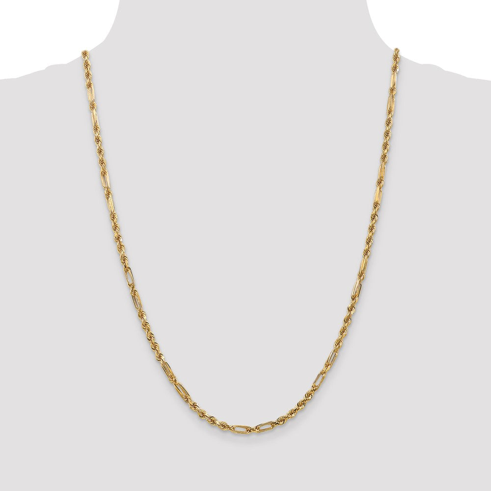 Buy Stylish 14K Gold 24-Inch 3mm Diamond-Cut Milano Rope Chain, Lobster Clasp
