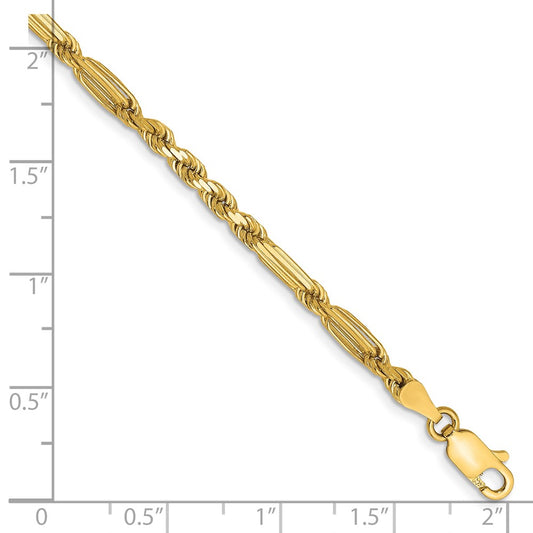 High-Quality 14K Gold 7-Inch 3mm Diamond-Cut Milano Rope Chain - Stylish Value!