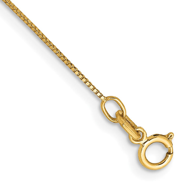 14K Gold Box Chain Anklet - 10-Inch, 0.5mm