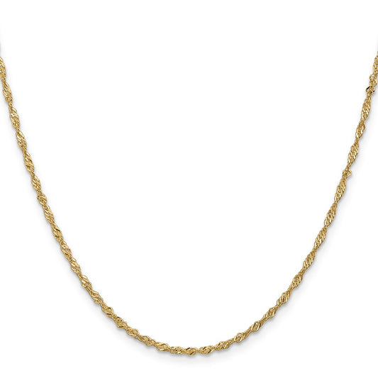 Buy Stylish 14K Gold 22-Inch 1.70mm Singapore Chain - Luxury Lobster Clasp
