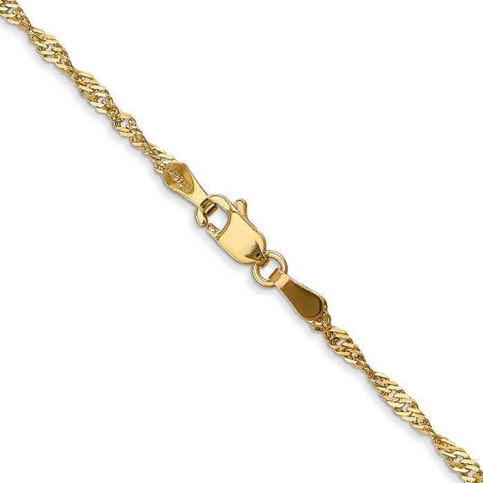 Buy Stylish 14K Gold 22-Inch 1.70mm Singapore Chain - Luxury Lobster Clasp-3