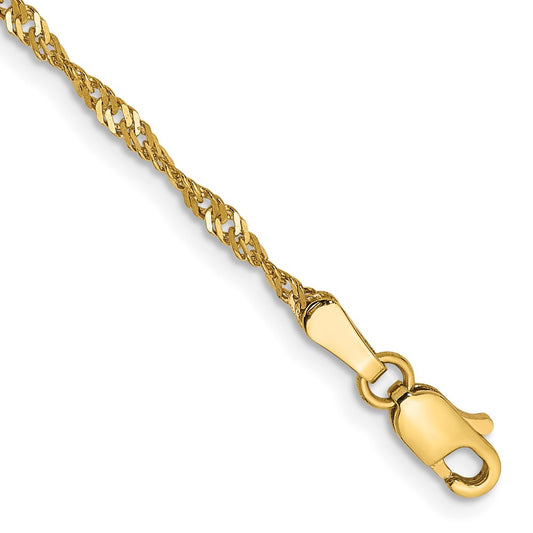 Shop Stylish 14K Gold 9-Inch 1.70mm Singapore Chain Anklet - Luxury Design