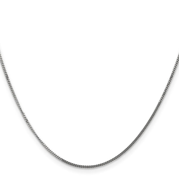 14K White Gold 1.3mm Curb Chain Pendant Necklace