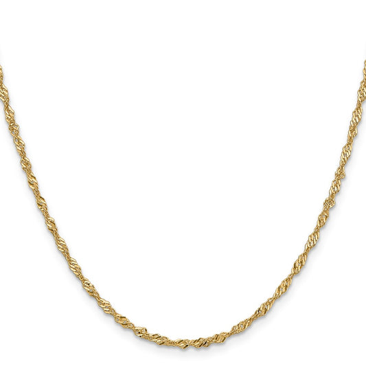 Exclusive 14K Gold 22-Inch 2mm Singapore Chain - Stylish Lobster Clasp