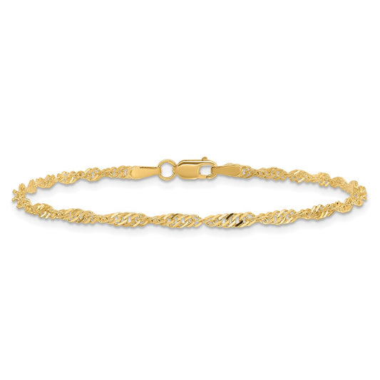 Shop Stylish 14K Gold 7-Inch Singapore Chain - 2mm, Luxury Lobster Clasp