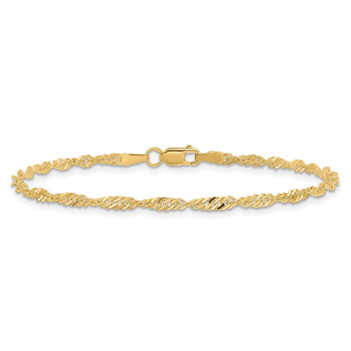 Shop Stylish 14K Gold 7-Inch Singapore Chain - 2mm, Luxury Lobster Clasp-2