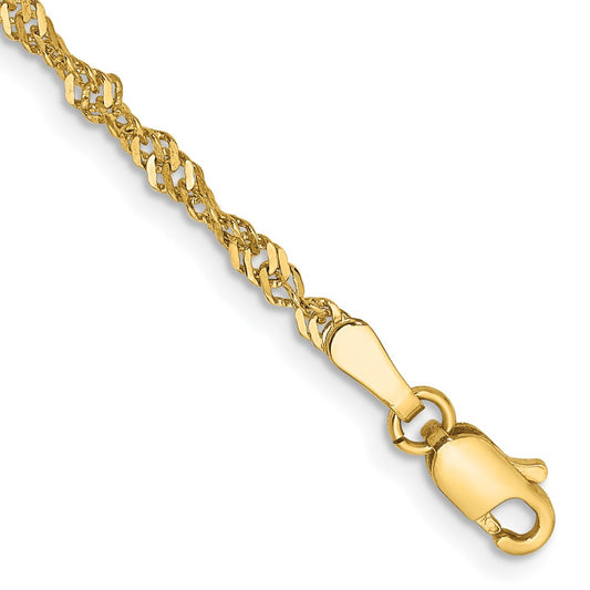 Shop Stylish 14K Gold 7-Inch Singapore Chain - 2mm, Luxury Lobster Clasp